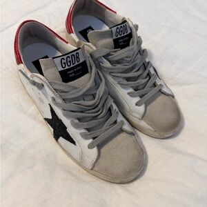 Golden Goose Superstar - White and Red Sneakers with Black Star